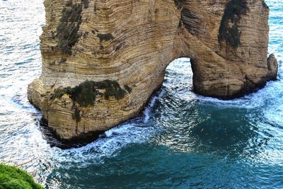 Close-up of rock formation in sea