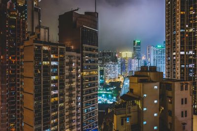 Illuminated cityscape at night