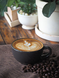 Coffee cup on table