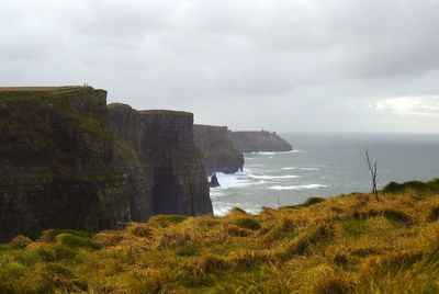 Scenic view of sea against cloudy sky