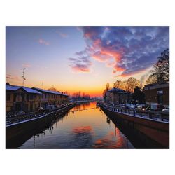 Scenic view of river against sky during sunset