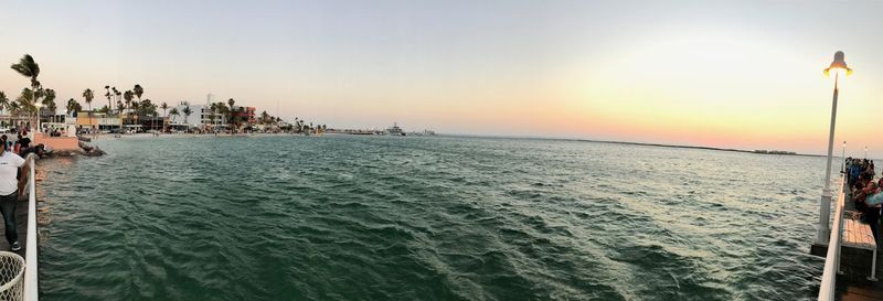 Panoramic view of sea against clear sky