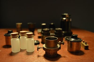 Close-up of glasses on table