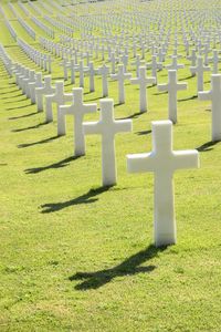 View of the white crosses in the war cemetery in florence italy