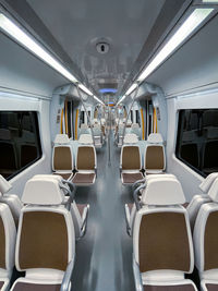 Seats inside a train car