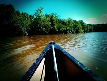 Cropped image of boat in river