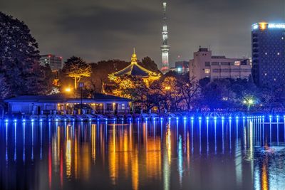 Illuminated city at night