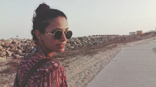 Portrait of a young woman on beach