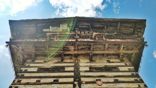 Low angle view of old building against sky