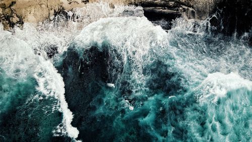 High angle view of sea waves