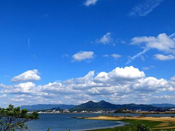 Scenic view of sea against cloudy sky