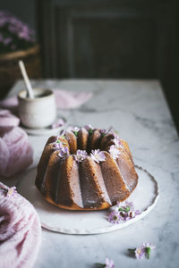 Close-up of cake on table