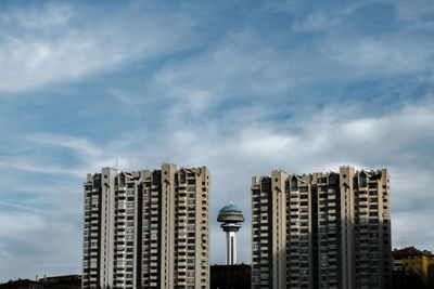 Low angle view of buildings against sky in turkey