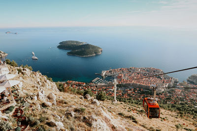 Vantage point of the city of dubrovnik from cable car