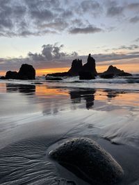 Scenic view of sea against sky during sunset