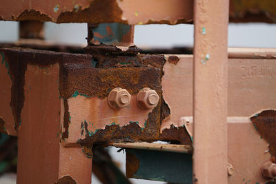 Close-up of rusty gate