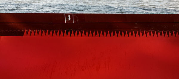 Close-up of red ship