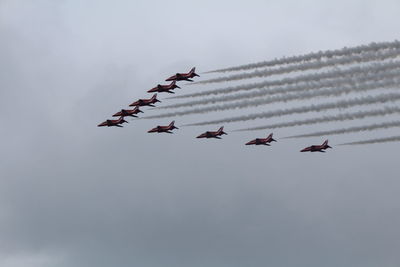 Low angle view of airplane flying in sky