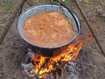 Preparing food on table