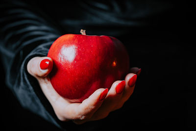 Cropped hand holding apple