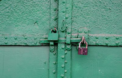 Close-up of closed metal door