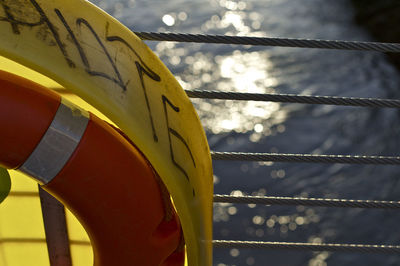 Close-up of yellow boat