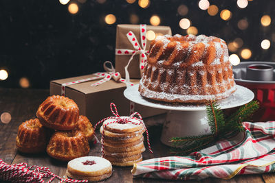 Close-up of cake on table