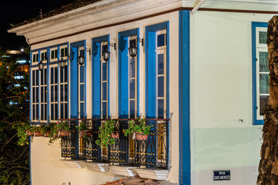 Exterior of building seen through window