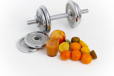 High angle view of fruits on table