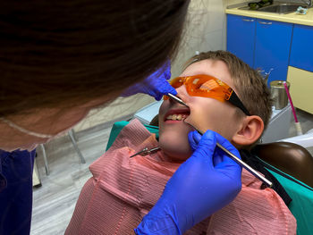 Young patient in the dentist's office. dental treatment.