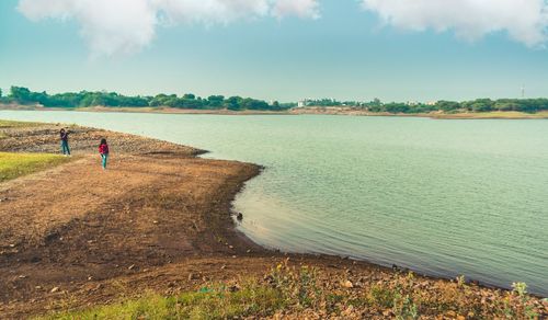 Scenic view of lake against sky