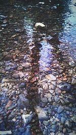 Full frame shot of pebbles in water
