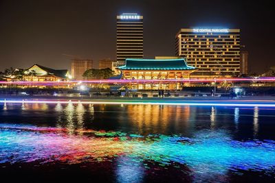 Illuminated city at night