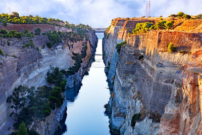 Aerial view of the corinth canal in greece