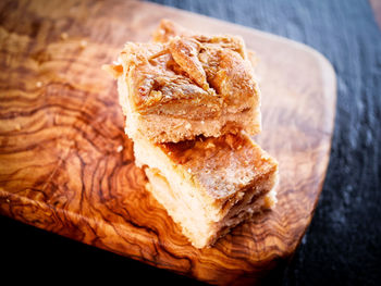 High angle view of bread on cutting board