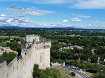 High angle view of buildings in city