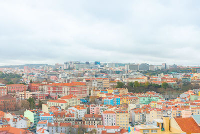 High angle view of townscape against sky