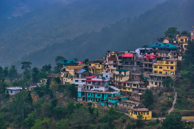 High angle view of townscape against sky