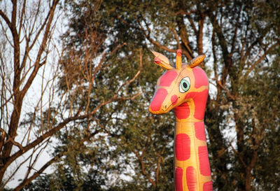 Low angle view of a horse sculpture