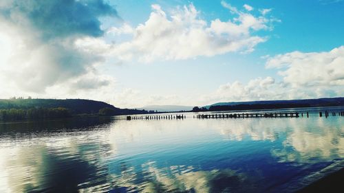 Scenic view of lake against sky