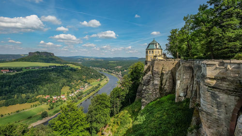 Panoramic view of historic building against sky