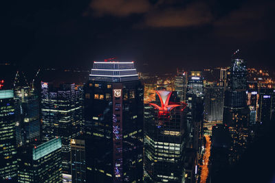 Illuminated cityscape at night