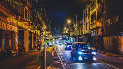 Traffic on road at night