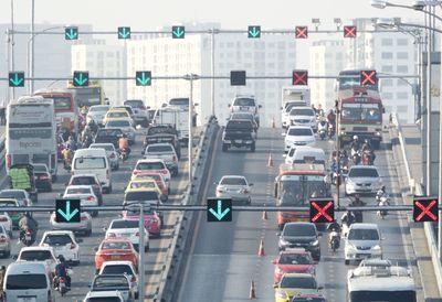 High angle view of traffic on road