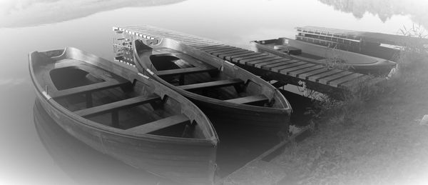 Boats moored in sea