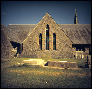 Exterior of historic building against sky