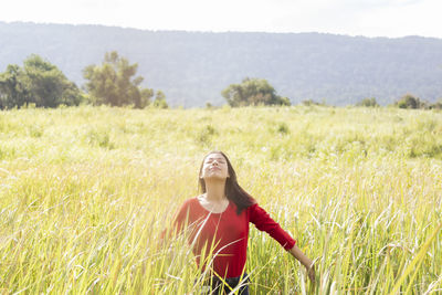 Woman standing in farm