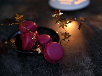 Close-up of christmas decoration on table