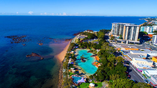 High angle view of beach against sky