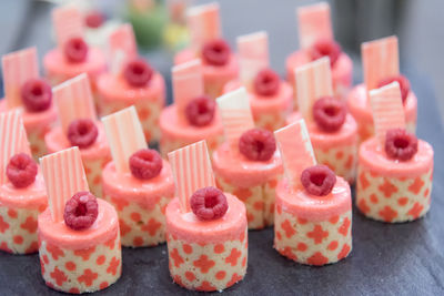 Close-up of cupcakes on table